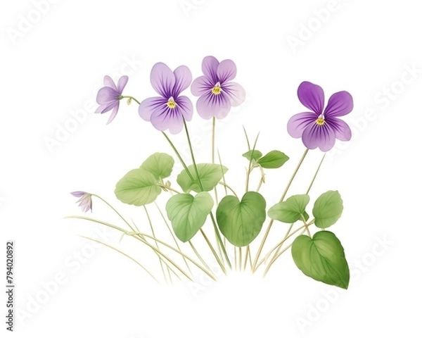 Fototapeta Violet , Wild violets in a natural woodland setting of mossy greens