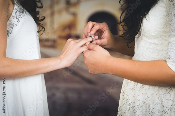 Obraz portret piękny ślub para lesbijek