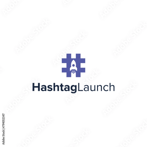 Obraz hashtag launch simple sleek creative geometric modern logo design vector