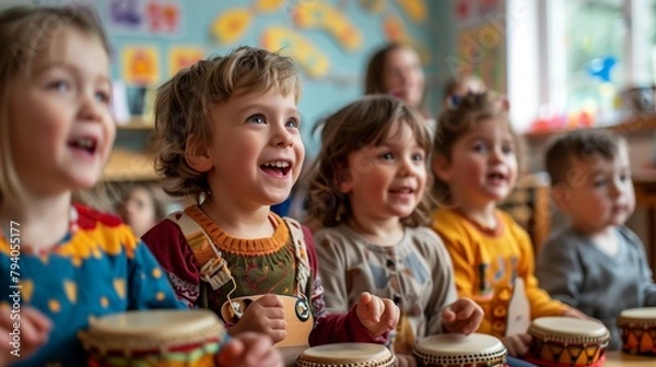 Obraz kids playing inside a classroom