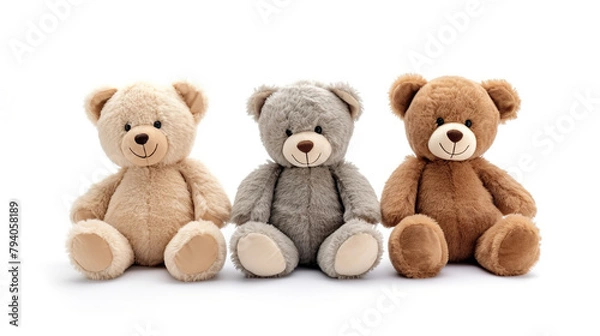 Obraz Adorable plush toys set against a stark white background