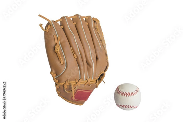 Obraz baseball glove and ball isolated on white background
