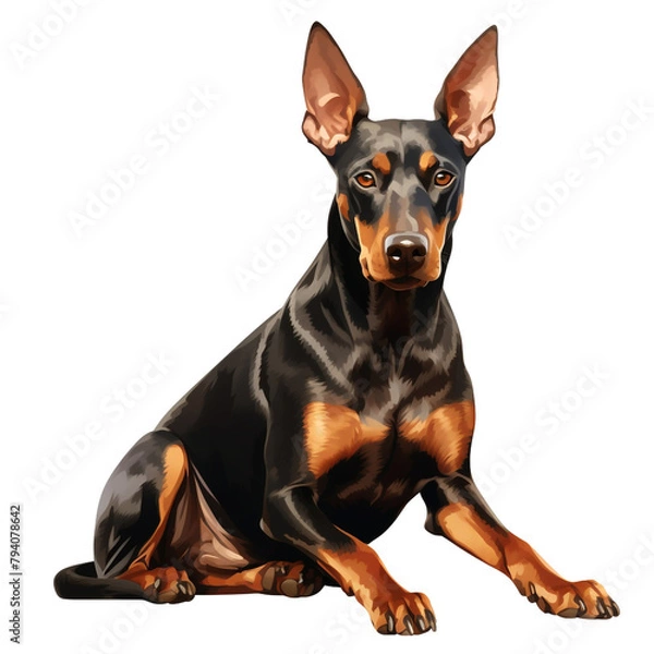 Fototapeta clipart dobermann pinscher sitting сreated with Generative Ai