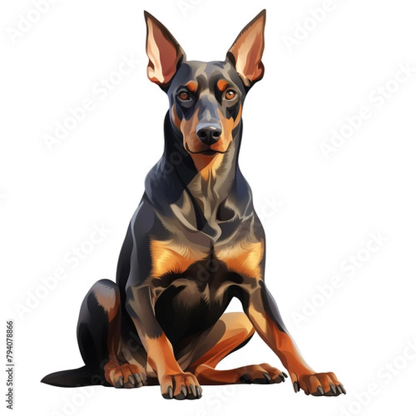Fototapeta clipart dobermann pinscher sitting сreated with Generative Ai
