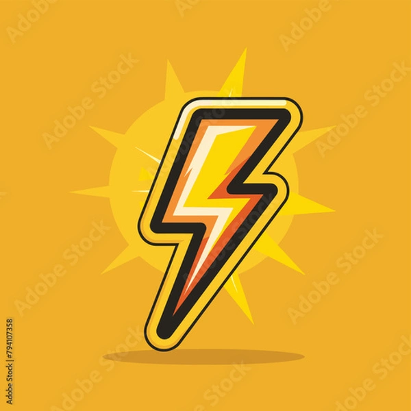 Fototapeta Lightning bolt icon design flat vector illustration