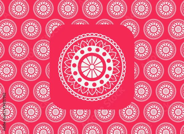 Fototapeta Vector of Minimal Cricle Abstract lotus illustration.Graphic for fabric or printing seamless pattern.
