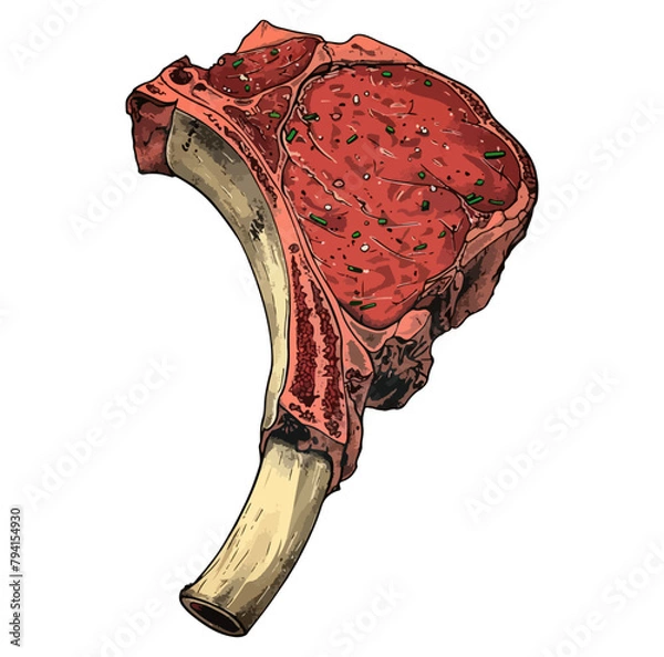 Fototapeta Grilled tomahawk steak color icon. Butchers meat,  tomahawk meat steak 