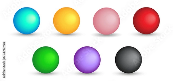 Fototapeta Set of vector spheres with gradients for for game, icon, package design, logo, mobile, ui, web, education. 3D ball on a white background. Spherical shape illustration