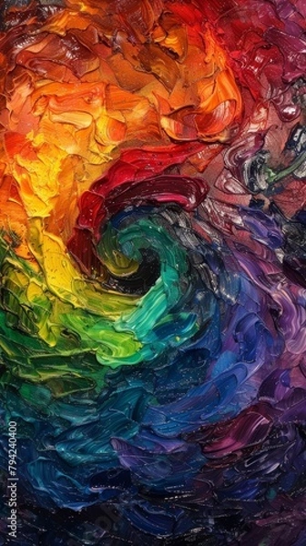 Fototapeta A painting of a rainbow with a swirl in the middle