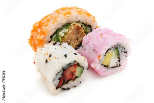 Fototapeta Three Japanese Rice Rolls (Sushi)