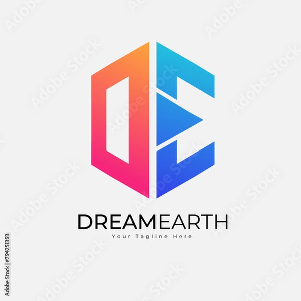 Obraz Dream Earth Logo design template - D and E letter logo