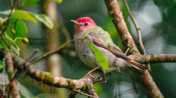 Fototapeta Intimate Portrait of Pink-headed Warbler