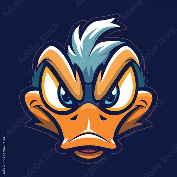 Obraz Duck head mascot logo vector illustration with isolated background