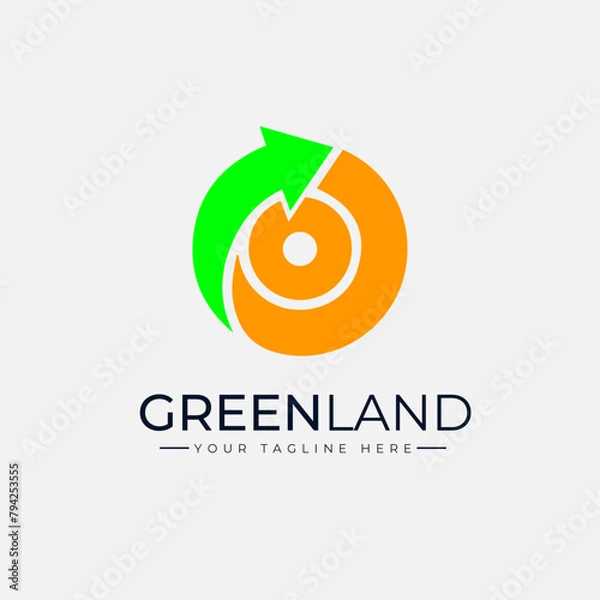 Obraz Green land logo design template - Circle arrow logo