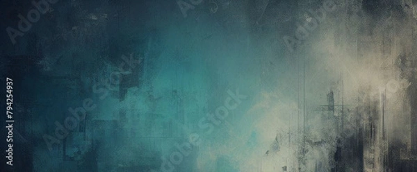 Fototapeta Patrón de fondo azul abstracto en diseño de textura grunge colores azul verde y turquesa en ilustración pintada moteada y sucia