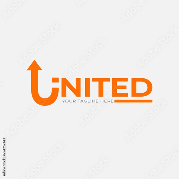 Obraz United Logo design template - Editable Text and U icon logo