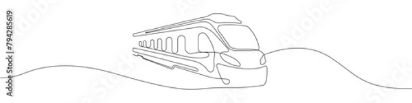 Fototapeta Train icon line continuous drawing vector. One line travel icon vector background. Train and pin icon. Continuous outline of a railroad icon.