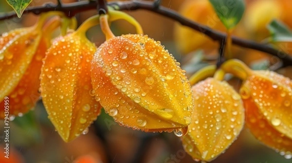 Fototapeta  an orange-flowered branch