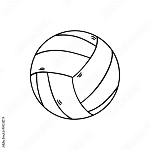 Fototapeta Volleyball vector icon in doodle style. Symbol in simple design. Cartoon object hand drawn isolated on white background.