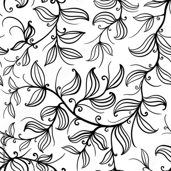 Obraz black and white floral pattern