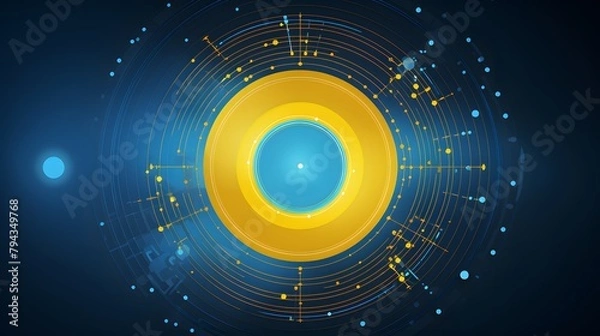 Obraz yellow and blue Abstract technology background circles digital hi-tech technology design background. concept innovation. vector illustration