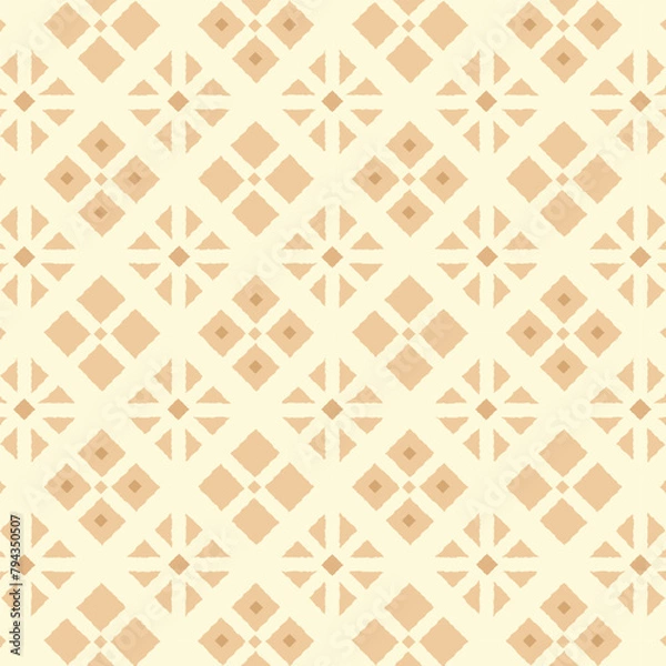 Obraz Traditioanl endless beige pattern of geometric floral tiles in beige color. Repeat neutral rhombus mosaic in mediterranean style.