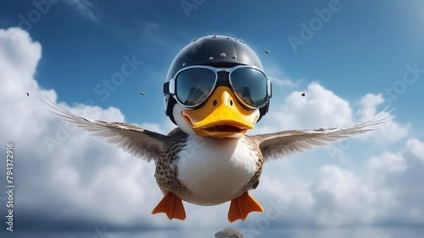 Fototapeta Cartoon Duckling Pilot Pilot