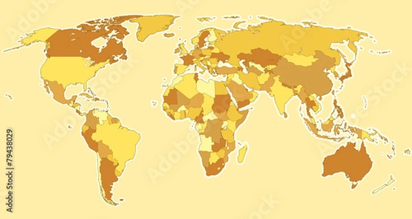 Obraz World map brown countries