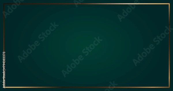 Fototapeta dark green background with luxury golden border looks like a frame in large web size