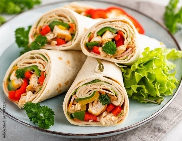 Fototapeta chicken and pepper wrap