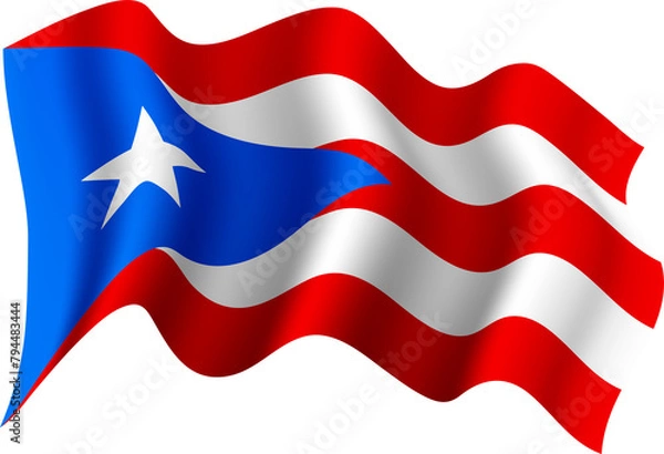 Obraz Puerto Rico Waving Flag 3D Realistic
