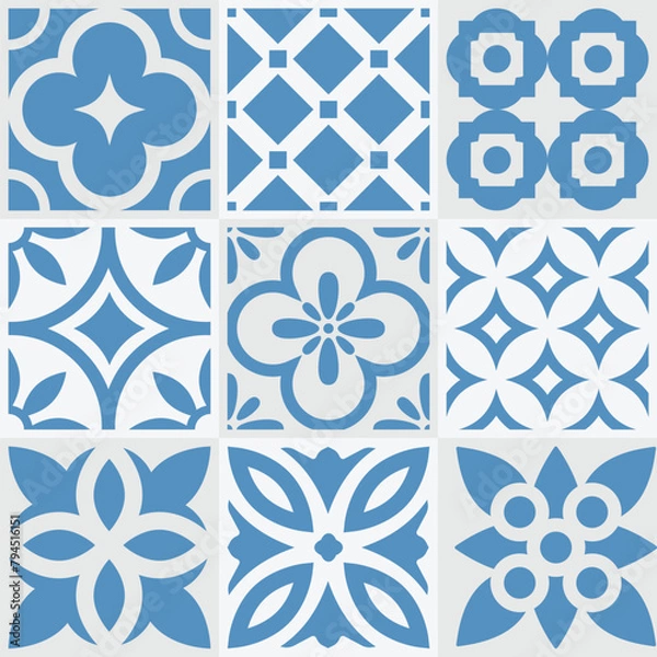 Obraz Set Decorative Blue Tile