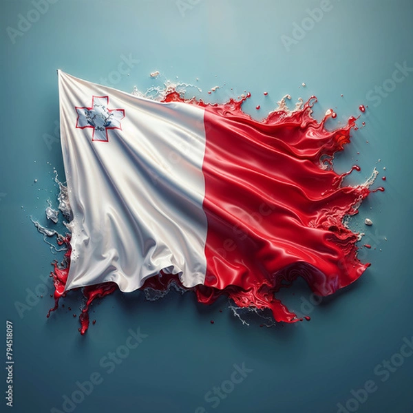 Obraz 3D rendered Malta flag, isolated on a clean background. High-quality, realistic depiction perfect for various uses, Generated by AI.