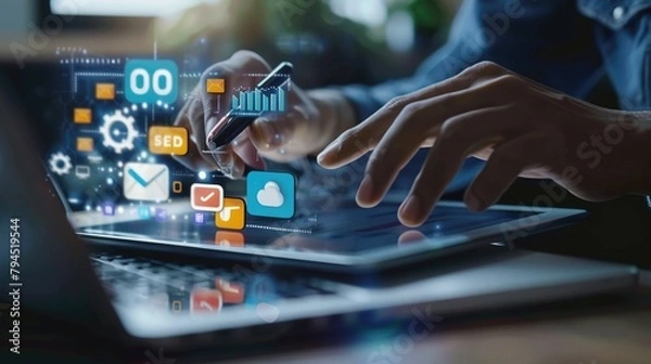 Fototapeta Digital Tablet Tactics: Mastering SEO for Web Content