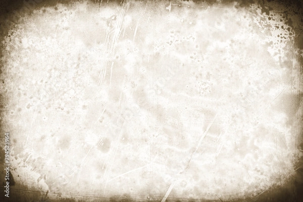 Obraz Sepia vintage photo lens vignette template with strong dust and splatters and wet plate technique on transparent background (png image). Useful for design, vintage film effects, and backgrounds	
