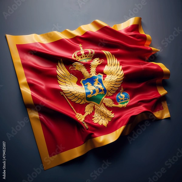 Obraz 3D rendered Montenegro flag, isolated on a clean background. High-quality, realistic depiction perfect for various uses, Generated by AI.