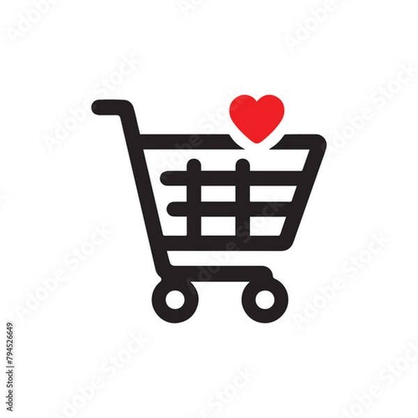 Fototapeta shopping chart icon in white background.. Basket for carrying product in shopping mall or super market. 