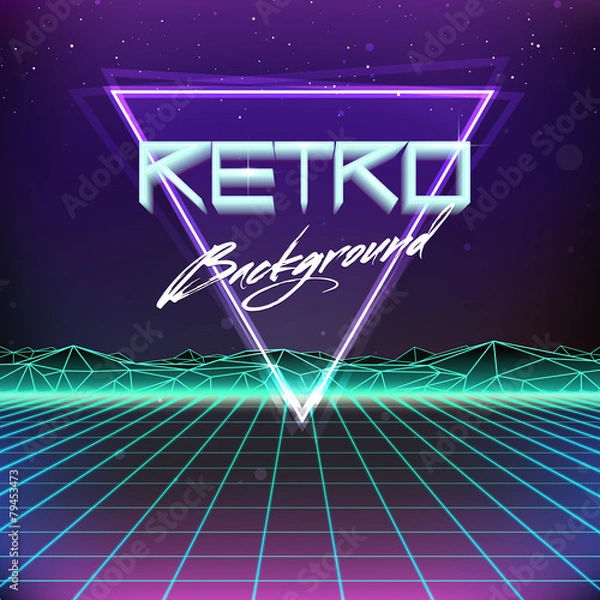 Fototapeta 80s Retro Futurism Sci-Fi Background