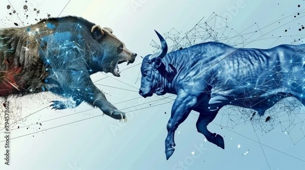 Obraz bull vs bear stock exchange