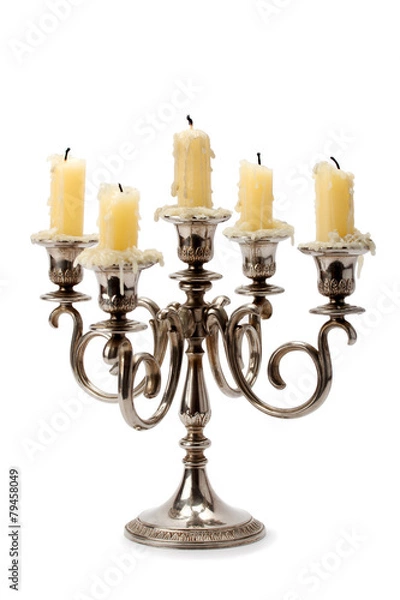 Fototapeta old candlestick with candles