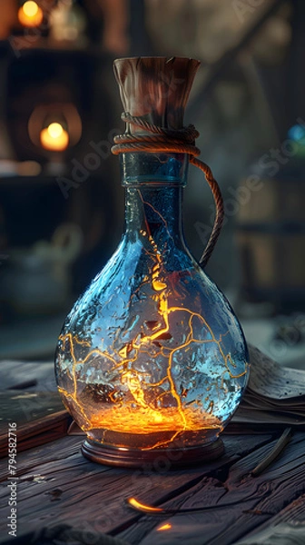 Obraz bottle of oil with fire