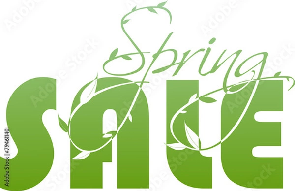 Fototapeta Spring sale green illustration with leaves