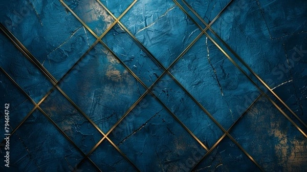 Fototapeta Majestic Sapphire Canvass Adorned by Gilded Veins