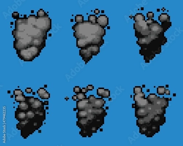 Obraz Pixel Art Video Game Smoke Animation Vector Frames