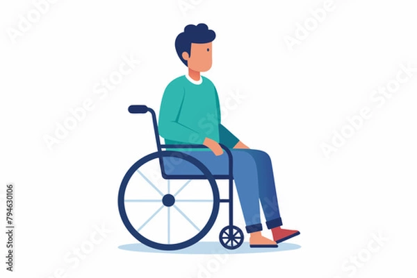 Fototapeta A man is sitting in a wheelchair vector illustration
