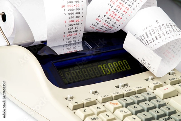 Obraz calculator with very long receipt