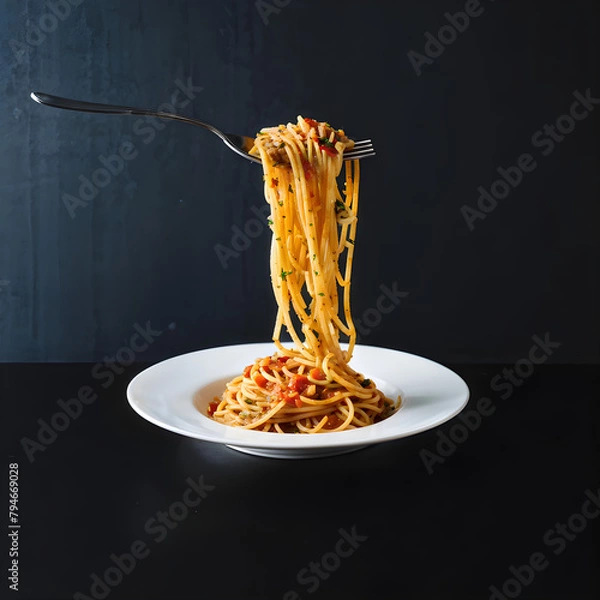Obraz spaghetti with sauce and a fork