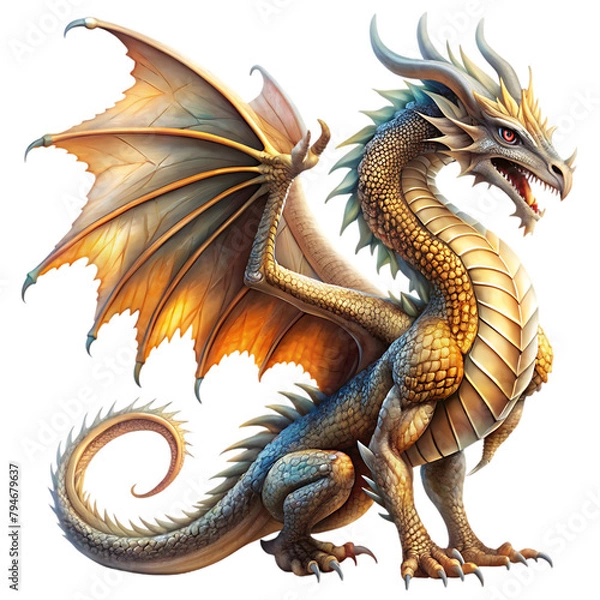Obraz dragon with wings sitting transparent background