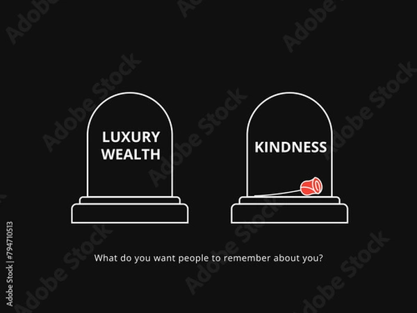 Fototapeta Simple Motivation graphic on dark background. The two tombstone with different label