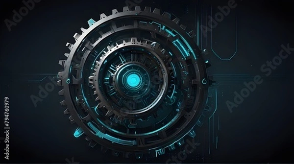 Fototapeta futuristic gear abstract banner poster or card frame.generative.ai